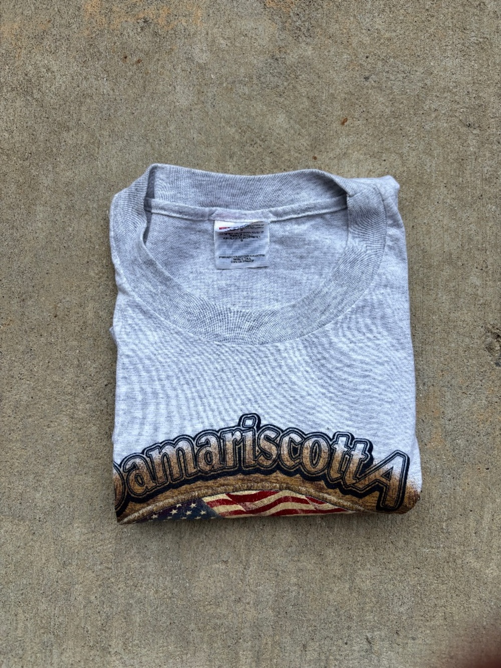 Vintage 1996 Maine T Shirt Mens Large Gray Hanes Made in USA Single Stitch Flag